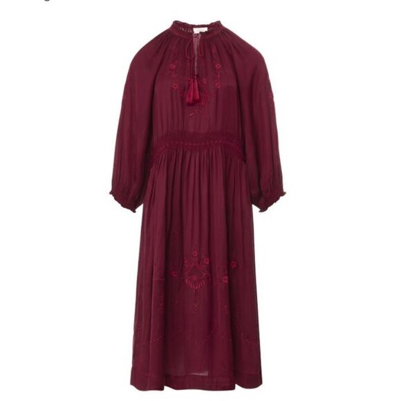 THE GREAT Ornament Embroidered Dress Dark red size XS NWT - Picture 1 of 8